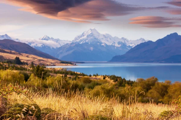 Uitzicht Majestueuze Aoraki Mount Cook Nieuw Zeeland Prachtige Natuurlandschappen — Stockfoto