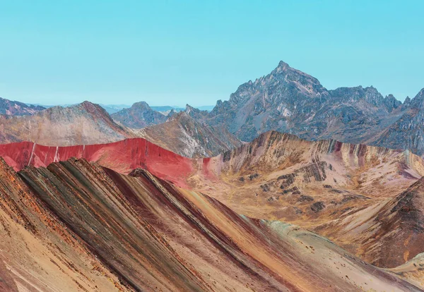 페루의 쿠스코 지역에 낭에서의 Montana Siete Colores Rainbow Mountain — 스톡 사진