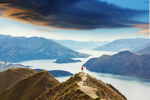 Wędrówki Roys Peak Nowa Zelandia Jezioro Wanaka — Zdjęcie stockowe