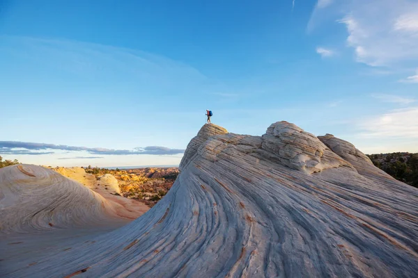 Caminhada Nas Montanhas Utah Caminhadas Paisagens Naturais Incomuns Formas Fantásticas — Fotografia de Stock