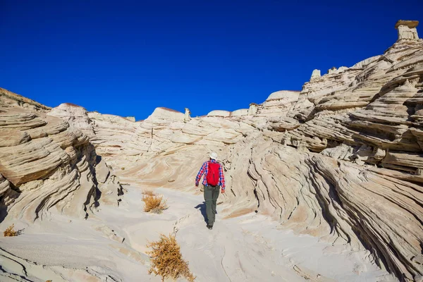 Caminhada Nas Montanhas Utah Caminhadas Paisagens Naturais Incomuns Formas Fantásticas — Fotografia de Stock