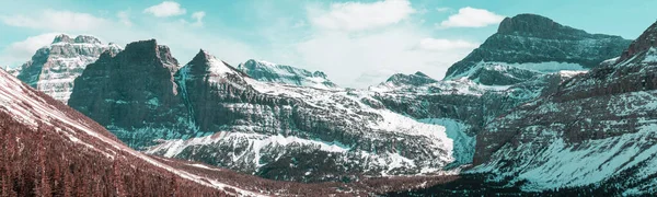 Scénické Zasněžené Vrcholky Zimě Národním Parku Glacier Montana Usa Instagramový — Stock fotografie