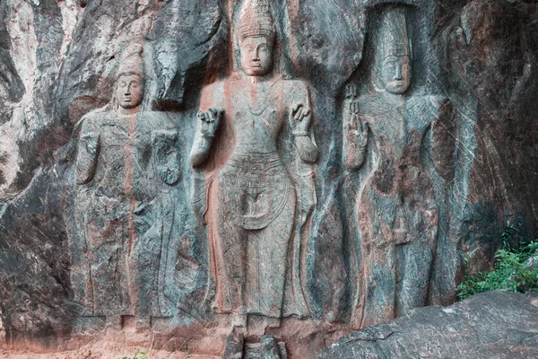 Резьба Буддийском Храме Buduruvagala Шри Ланка — стоковое фото