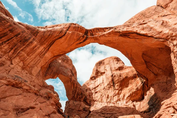 Podwójny Łuk Parku Narodowym Arches Utah Usa — Zdjęcie stockowe