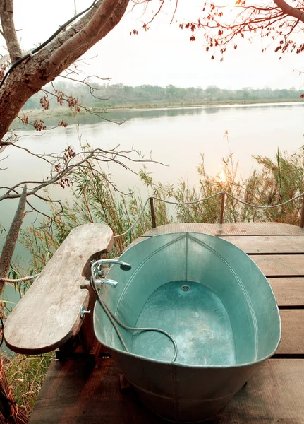 Bagno Lusso Riva Fiume All Aperto Africa — Foto Stock