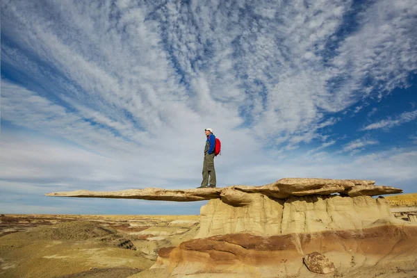 新墨西哥州阿希 帕荒原研究区令人惊奇的岩层 永世之王游客 — 图库照片