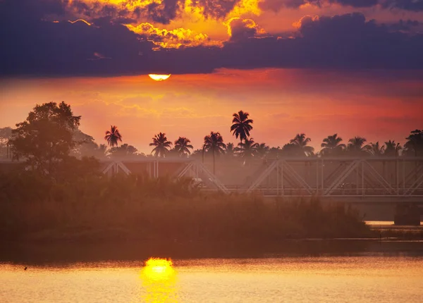 Bridge Tropical River Sri Lanka — ストック写真