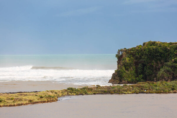Beautiful landscapes it the Ocean Beach, New Zealand. Inspiring natural and travel background