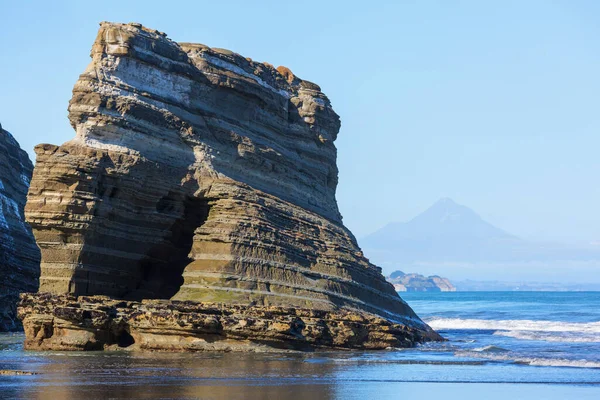 Piękne Krajobrazy Ocean Beach Nowa Zelandia Inspirujące Środowisko Naturalne Podróże — Zdjęcie stockowe