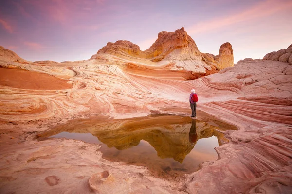 Caminhada Nas Montanhas Utah Caminhadas Paisagens Naturais Incomuns Formas Fantásticas — Fotografia de Stock