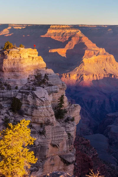 Voyageur Sur Des Montagnes Escarpées Dessus Parc National Grand Canyon — Photo