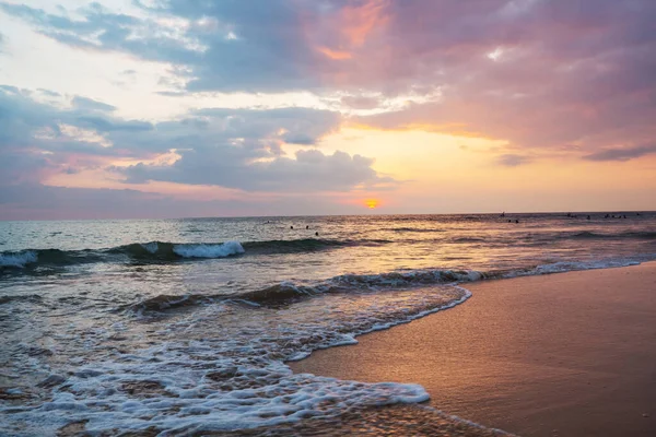 Cênico Pôr Sol Colorido Costa Mar Bom Para Papel Parede — Fotografia de Stock