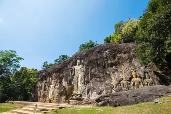 Carved Buddhist Sculpture Rock Buduruvagala Unesco World Heritage Site Sri — Stock Photo, Image