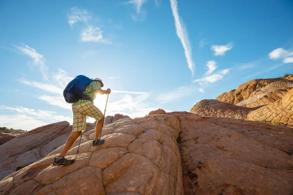 Wanderung Den Bergen Von Utah Wandern Ungewöhnlichen Naturlandschaften Fantastische Formen — Stockfoto