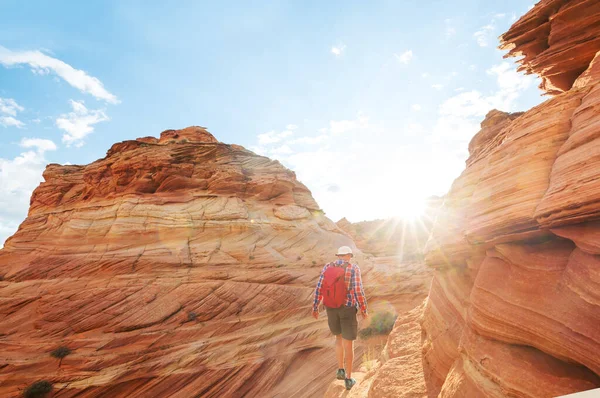 Wanderung Den Bergen Von Utah Wandern Ungewöhnlichen Naturlandschaften Fantastische Formen — Stockfoto