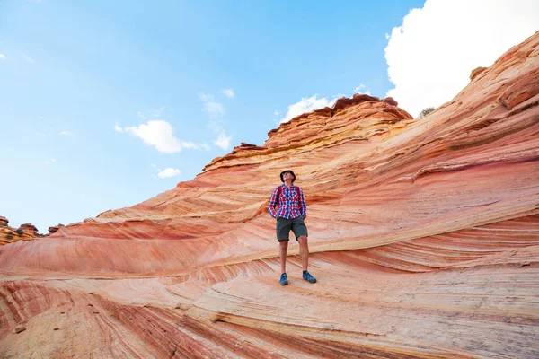 Caminhada Nas Montanhas Utah Caminhadas Paisagens Naturais Incomuns Formas Fantásticas — Fotografia de Stock