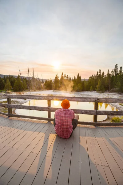 Colorful Morning Glory Pool Beroemde Warmwaterbron Het Yellowstone National Park — Stockfoto