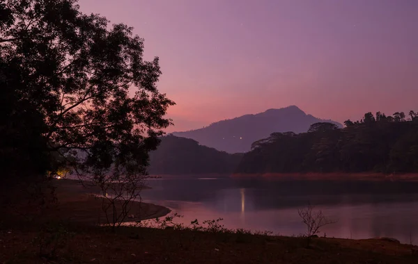 Beautiful Mountains Lake Sri Lanka Sunset — Stockfoto