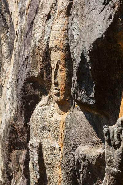 Escultura Budista Tallada Buduruvagala Patrimonio Humanidad Por Unesco Sri Lanka — Foto de Stock