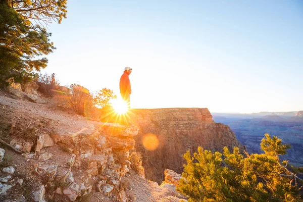 Utazó Hegyekben Grand Canyon Nemzeti Park Felett Arizona Usa Inspiráló — Stock Fotó