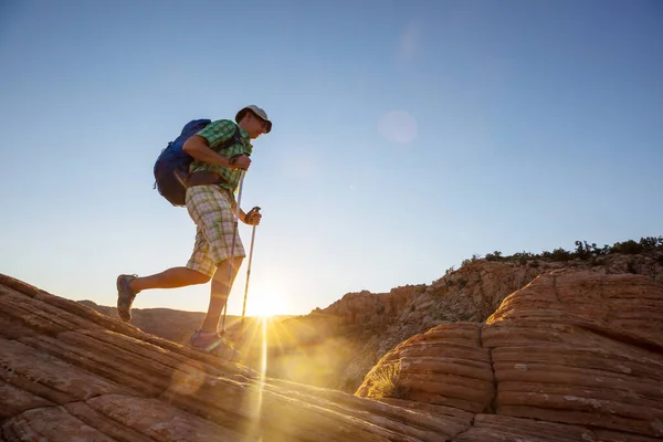 Caminata Las Montañas Utah Senderismo Paisajes Naturales Inusuales Formas Fantásticas — Foto de Stock