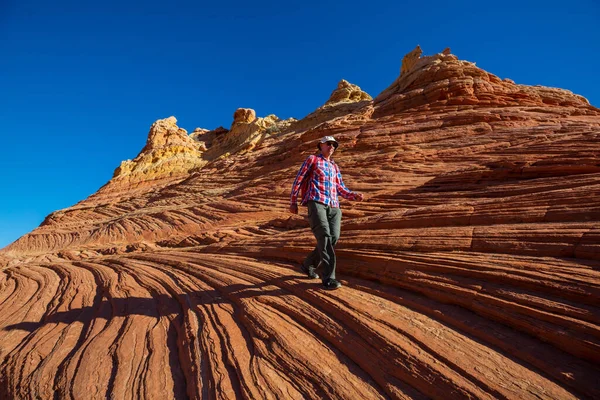 Wandelen Utah Bergen Wandelen Ongewone Natuurlijke Landschappen Fantastische Vormen Zandsteen — Stockfoto