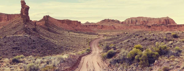 草原上的路 沙漠自然旅行背景 — 图库照片