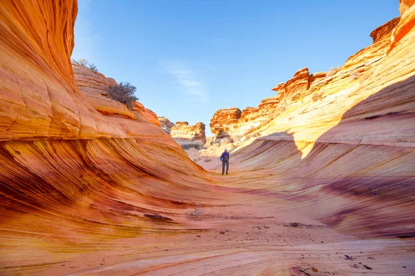 Vandra Utah Bergen Vandring Ovanliga Naturlandskap Fantastiska Former Sandsten Formationer — Stockfoto