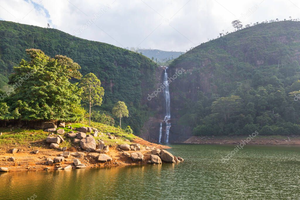 Beautiful waterfall on Sri Lanka