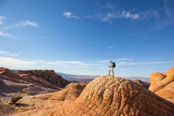 Caminata Las Montañas Utah Senderismo Paisajes Naturales Inusuales Formas Fantásticas —  Fotos de Stock