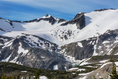 Yaz mevsiminde Kanada Kayalıkları 'nda resim gibi dağ manzarası