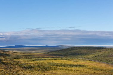 Kutup dairesinin üstündeki Tundra manzaraları