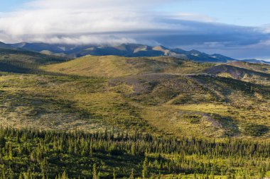 Tundra landscapes above Arctic circle along Dempster highway, Canada