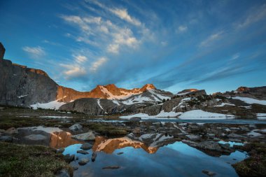 Hike in Wind River Range in Wyoming, USA. Summer season.