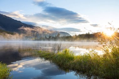 Sunset scene on the lake at sunset summer nature landscapes