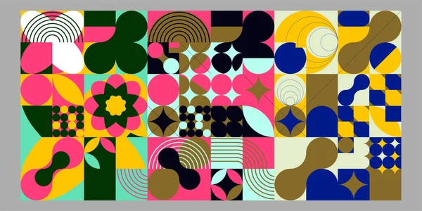 Fond Géométrique Abstrait Avec Des Cercles Des Points Modèle Conception — Image vectorielle