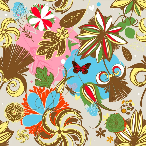 Seamless Pattern Flowers Vector Illustration — Stock Vector