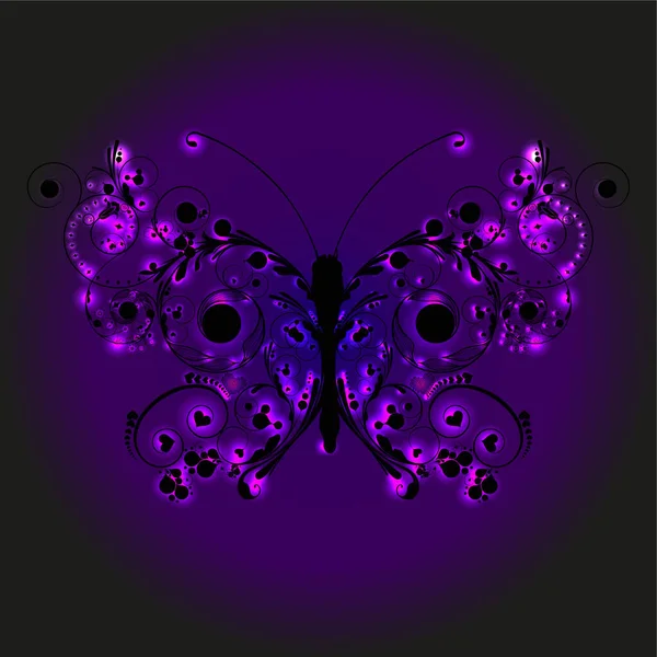 Papillon Sur Fond Noir — Image vectorielle