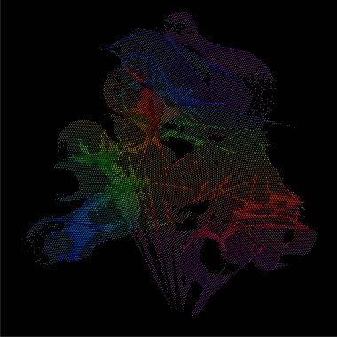 Renkli noktalar ve yıldızlarla soyut arkaplan