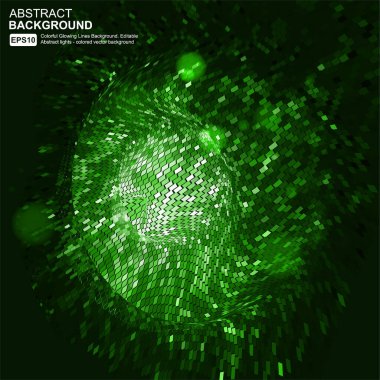 Parlayan parçacıklar ve noktalarla soyut yeşil arkaplan.