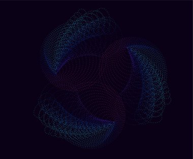 Noktalı ve daireli soyut bir arkaplan. 3d görüntüleme, vektör illüstrasyonu.