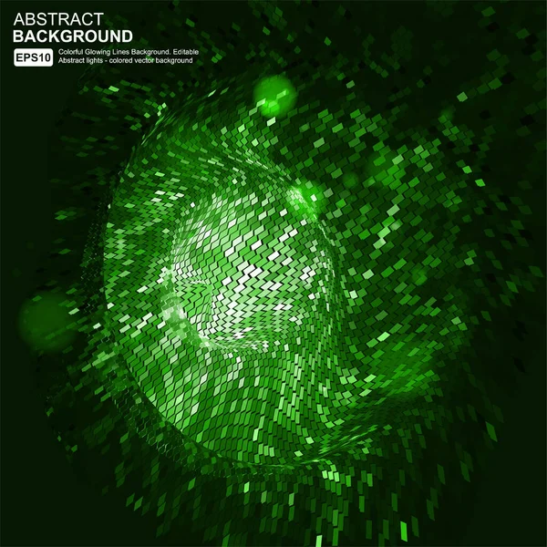 Parlayan parçacıklar ve noktalarla soyut yeşil arkaplan.