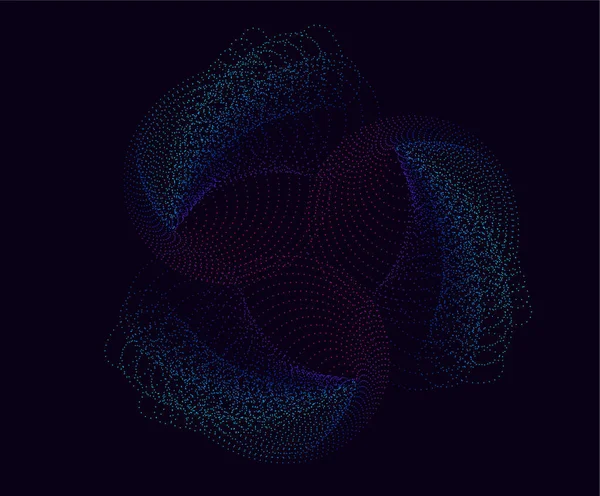 Noktalı ve daireli soyut bir arkaplan. 3d görüntüleme, vektör illüstrasyonu.