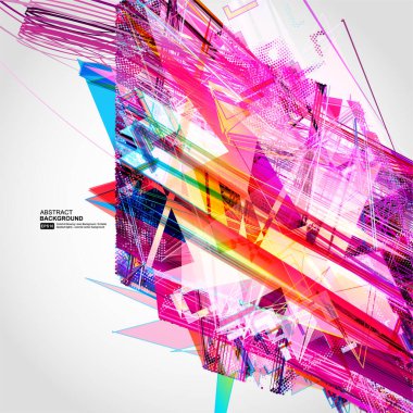 Renkli çizgiler ve üçgenlerle soyut arkaplan