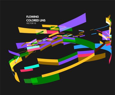 Siyah arkaplan üzerinde akan renkli çizgiler, vektör illüstrasyon tasarımı