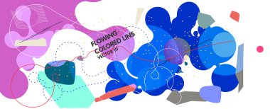 Akışkan şekilleri ve dinamik çizgileri olan soyut bir arkaplan. vektör illüstrasyonu