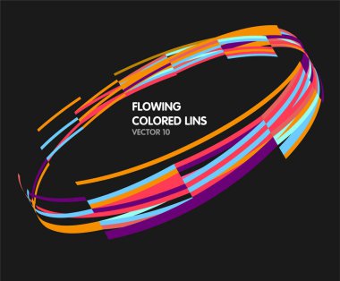 Siyah arkaplan üzerinde akan renkli çizgiler, vektör illüstrasyon tasarımı