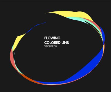 Siyah arkaplan üzerinde akan renkli çizgiler, vektör illüstrasyon tasarımı