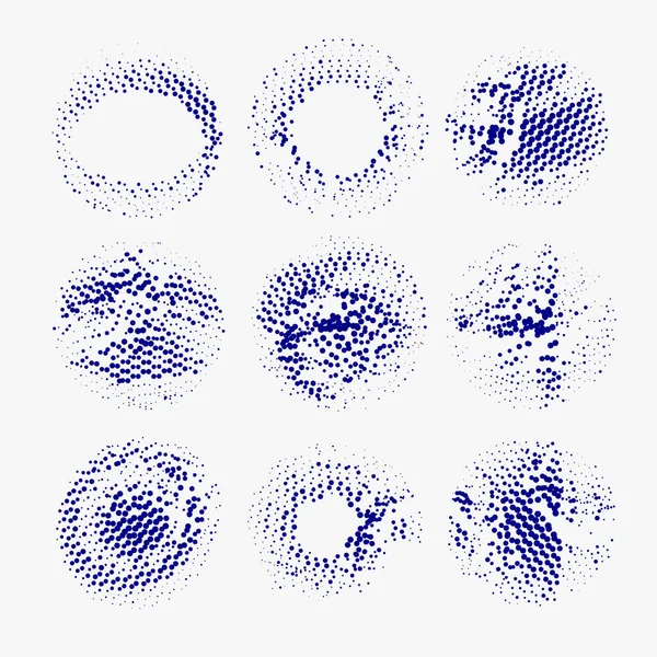 一组抽象的Grunge半色调圆 — 图库矢量图片