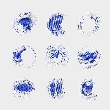 Bir dizi grunge fırça darbeleri, noktalar, çizgiler, boya. vektör illüstrasyonu